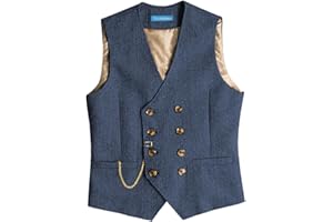 Solovedress Gilet de costume vintage en laine pour homme, coupe droite, gilet de costume pour mariage