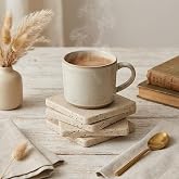 Traverten Bardak Altlığı 4&rsquo;l&uuml; Set &ndash; Doğal Dekoratif Bardak Altlığı, Modern Minimal Tasarım, Masa ve Ofis Dekoru, 10 x 10 cm