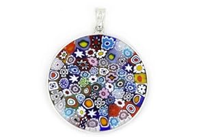 Glass Of Venice Colgante Millefiori Grande Multicolor en Marco Plateado 32mm