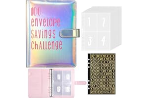 GZDAOXIA Raccoglitore ad anelli A5,budget planner,agenda risparmio soldi con 100 buste,con Challenge Tracker,money binder,raccoglitore soldi per risparmi,libro risparmio soldi(argenteo)