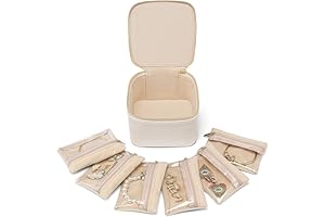 Vlando Travel Jewellery Box, Jewellery Gift Box, Jewellery Organiser Jewellery Storage with 6 Velvet Jewellery Pouches, Jewel