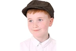 I LOVE FANCY DRESS Kids Flat Cap Accessory - Brown Newsboy Hat with Herringbone Pattern - Boys Girls Childs Victorian School Play World Book Day Fancy Dress Costume Accessory