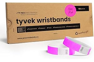 PROWRISTBANDS Eintrittsbänder aus Tyvek - Party Einlassbänder, Securebänder, Festival Armbänder, Kontrollbänder für dein Event (Neon Pink, 100)