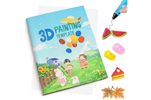 SONGTIY Modello di Stampa 3D, Libro di Pittura con Disegno a Penna 3D Premium, 40 Modelli Colorati Stencil Riutilizzabili con Una Piastra Trasparente per Regalo Fai-da-Te