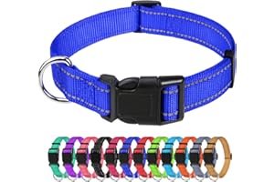TagME Collar Perro Ajustable,Collar Nylon Reflectante,para Caminar Correr Entrenamiento,para Perros Medianos,Azul Marino,2.5cm De Ancho