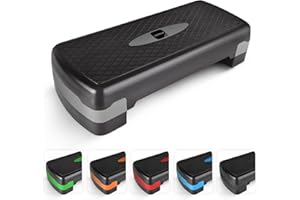 KAYMAN Übungsschritte - Fitness Stepper für Zuhause & Fitnessstudio, geeignet für Aerobic, Cardio, Gewichte, Yoga, DVD Workout - Einstellbare 2 Stufen Level Höhen (10,15cm) - Perfektes Zubehör Set