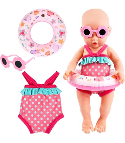 Baby Born Badeanzug Set 3-teilig | Gelb Für 18 Zoll Puppen | Schwimm-Puppenzubehör