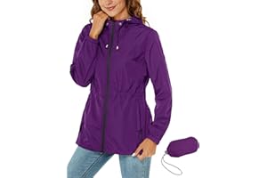Rapbin Chubasquero para mujer, chaqueta impermeable ligera, abrigo de lluvia para exteriores, gabardina plegable con capucha y bolsillo