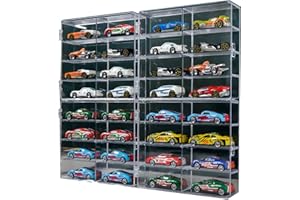 JDEFARF 2 szt. / 4 szt. Witryna Do Przechowywania Samochodów Zabawkowych, Kompatybilna z Hot Wheel w Skali 1:64 Do Przechowywania Modeli Samochodów Zabawkowych, Plastikowe Pudełko Do
