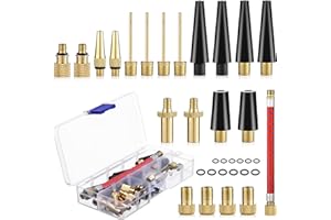 Mkitnvy Adaptador Presta Schrader, 33 Piezas Adaptador de Valvula Bicicleta, DV SV AV Bicicleta Adaptador con Caja de Almacenamiento, Adaptador Valvula Bicicleta Fina a Gorda con Manguera de Inflado