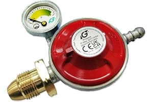 CPUK 37mb Propane Gas Bottle Regulator With Built in Pressure Gauge Fits Calor Gas & Flogas with POL connection