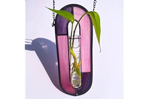LITMIND Plant Propagation Station, Hanging Hydroponic Planter Terrarium with Vibrant Stained Glass Suncatcher Elements - Perfect for Home & Garden Decor, Includes 2 Glass Propagation Tubes