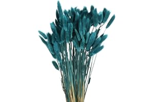 sourcing map 120pcs Natural Rabbit Bunny Tails Dried Flowers 17" Mini Pampas Grass Lagurus Ovatus Bunch for Floral Wedding Decor Christmas, Light Blue