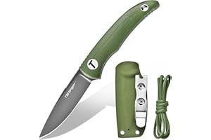 Tonife Full Tang to 6,8 cm nóż kempingowy ze stałym ostrzem z regulowaną osłoną Kydex, mobilny, przenośny, idealny do pracy na świeżym powietrzu, survivalu i buszu (zielony)