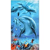 Beach Towels Extra Large 100x180cm Microfibre for Men and Women Great for Swim Spa Travel Yoga Sports Camping Sunbed Cover Bath or Shower at Home Dolphins Print