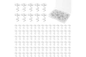 GOSKNOR 100 Pcs Bed Skirt Pins, Upholstery Twist Pins Bedskirts Holders or Fasteners Fabric and Slipcover Pins Spiral Push Pins with Clear Heads for Fixed Bed Skirt Sofa Cover Fabric Cover Decorative Nails
