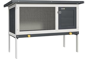 PawHut Wooden Rabbit Hutch Bunny Cage Openable Roof for Outdoor 90 x 45 x 65 cm