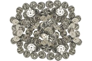 BAIJ Alfileres Cierres,50 piezas Pines de Repuesto Embrague de Mariposa Imperdibles Broches para Etiquetas de Nombres Ganchos Manualidades Bricolaje DIY Plateado