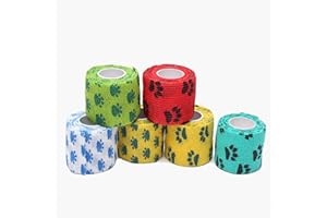 Anicy 6 rolek taśmy do ochrony łap psa – bandaż samoprzylepny dla zwierząt domowych, elastyczny bandaż kohezyjny dla psów, koni, zwierząt domowych