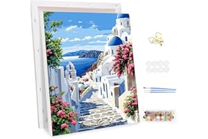 MEIYUDA Dipingere con i Numeri Adulti con Telaio Paesaggio, Kit di Pittura Acrilica Fai-da-Te Principianti Facile su Te, Paint by Numbers Pittura Decora la Casa Regalo 30x40cm