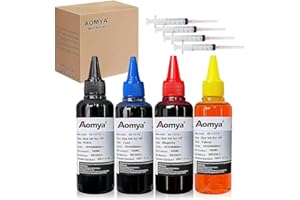 AOMYA 400ml Tinten-Nachfüllset, 4 x 100ml, kompatibel mit HP 901XL 301XL 302XL 303XL 304XL 305XL 307XL 301 302 303 304 305 307 Drucker,nachfüllbar,CIS CISS System mit 4 kostenlosen Spritze,4 Farbe B/C/M/Y