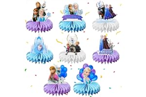 Heartsking Centrotavola Compleanno, 8 Pezzi Centrotavola a Nido d'Ape Decorazioni Compleanno Frozen Cartone Animato Compleanno Toppers Compleanno Bambina da Tavolo Come Addobbi Feste Bambini