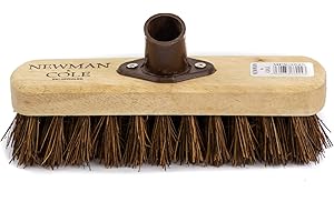 Newman and Cole Cabezal de cepillo de limpieza de suelo de 9 pulgadas, cepillo rígido de cerdas duras para exteriores, para patio, terraza, mango largo (no incluido)