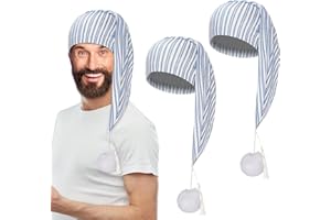 Erogeen 2 Pcs Night Sleeping Cap Men Adjustable Drawstring Sleep Night Cap with Pom Pom for Costume Daily Party Supplies