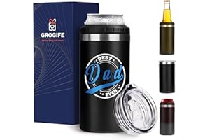 Grogife Gifts for Dad Daddy Christmas - Best Dad Ever Can Cooler Gifts, Novelty Secret Santa Birthday Gifts for Dad Step Dad Stepdad, 4 in 1 Travel Mug & Coffee Tumbler 480ml