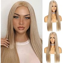 Greenmirr Lange Ombre Perücke – Aschblond Mit Spitzen, 28 Zoll, Für Cosplay & Alltag