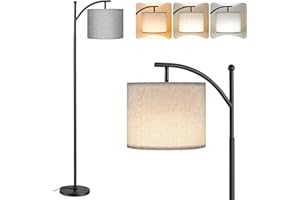 PreeOtti Lampadaire Salon, Lampadaire Moderne avec 3 Températures de Couleur, Lamp Haut avec Abat-jour Réglable en Lin, Lamp Vintage pour Salon Chambre Bureau (Ampoule Incluse)