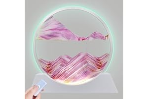 Aoderun 30,5 cm, movimento liquido con luce che cambia colore in 3 colori, immagine rotonda in vetro 3D con sabbia di mare profondo, per adulti, giocattoli rilassanti, scrivania, casa e ufficio (rosa)