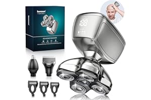 Kensen Rasoir Tete Chauve Homme 5D Tondeuse Cheveux Hommes Chauve 120 mins d'autonomie Tondeuse Crane Chauve Étanche Rasoir Crane Sec & Humide avec Coupe-Poils de Vez & Écran LED & Peigne Limite