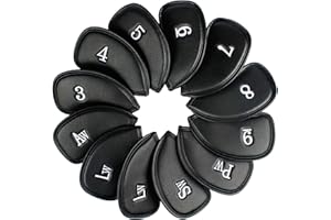 Andux 12 pièces Coin synthétique de Couvre-Fer Golf Couvre avec Numéro des Deux côtés MT/PU