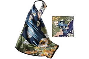 ZhaoCo 100% Natürliche Maulbeerseide Schal, 70x70cm / 27.5x27.5 Zoll Seidentuch Grafikdruck Klein Weich Quadratisch Seidenschal für Damen