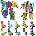 Pouway Number Transforming Robots - Number Deformation Robot Toys, Assemble Digital Building Blocks Kits, Transform Into Car Vehicle/Robot, Number Educational Toy Gifts for Kids (Number 0-9)