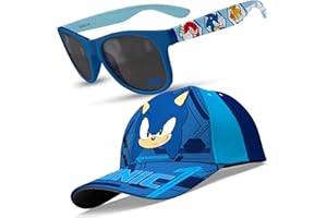 SRV HUB Sonic The Hedgehog Boys Cap and Sunglasses Set – Kids Summer Accessories with UV400 Protection – Adjustable Baseball Hat & Sunglasses for Children Ages 3+