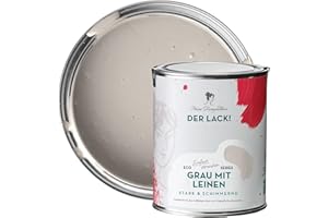 MissPompadour seidenmatte Holzfarbe Innen & Außen 1L Grau mit Leinen, Möbelfarbe ohne Schleifen - Farbe für Holz, Metall, Kunststoff - Holzlack, Möbellack schnelltrocknend mit hoher Deckkraft