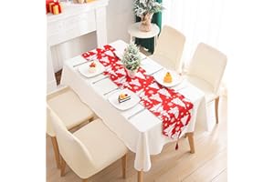 HUAHUANGHUI Corredores Mesa Navidad,34*180cm,Mantel de Navidad impresión,Camino de Mesa de Lino navideño,Mantel lavable de Navidad,decoración de Navidad,Mantel Decoración de Mesa de Cena de Navidad (B)