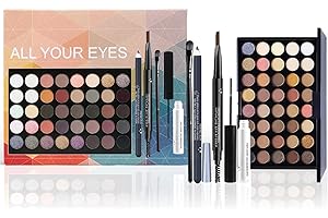 WishesMar Set Trucchi Make Up Completo Donna Cosmetico Kit Viaggio per Occhi - Sorpresa Regalo Trucchi con Ombretti Matita per Eyeliner Matita per Sopracciglia Mascara e Pennelli per il Trucco #A