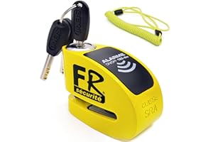 FR Sécurité FR410Y Antivol Moto Homologué SRA Bloque Disque Alarme 120dB Activation Optionnelle, Plus Dissuasive Haute Sécurité Anti Vol, Serrure Anti-Perçage, Bloc Cadenas Motos Scooter