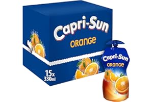 Capri-Sun Orange Juice Drink Multipack (15 x 330ml) Big Pouches with Resealable Cap - Made with Real Fruit Juice - No Preservatives, Artificial Colours, or Flavours - Vegan, Gluten Free