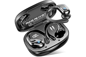 RULEFISS Ecouteurs Bluetooth Sans Fil Sport, 75Hrs Écouteurs Bluetooth 5.4 avec Stéréo HiFi 3D, 4 ENC Réduction de Bruit Mic Oreillette sans Fil USB-C Charge, Étanches IP7 Casque Running LED pour Android/iOS