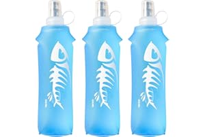 PRITOK Pack of 3 Soft Flask: 500ml Lightweight Collapsible Running Water Bottle, TPU BPA Free Plastic, Blue, For Hiking Cycling Climbing Marathon, Running Vests