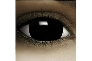 FXCONTACTS Maxi Sclera Black Lentilles Halloween Noir, Lentilles à Motif Doux pour Déguisement, SANS CORRECTION, 2pcs 1 Paire - Déguisement en Sclera