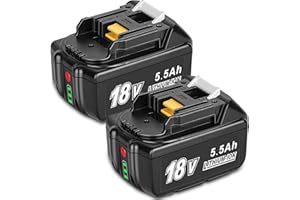 KUNLUN 2 Pezzi 5.5Ah Batteria di Ricambio per Makita, Batterie per Makita 18v BL1850B BL1860 BL1830 BL1860B BL1830B BL1840B BL1840 BL1835 BL1845 LXT-400 194204-5 194205-3, con Indicatore LED
