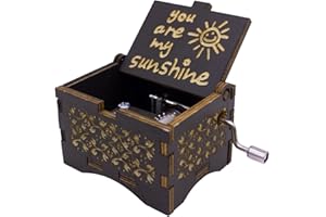CHLDYCST You are My Sunshine Wooden Music Box, Laser Engraved Hand Crank Classical Musical Boxes Gift for Birthday Christmas Valentine's Day
