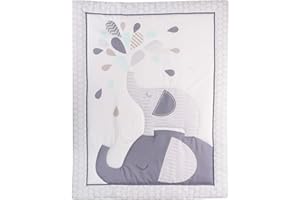 HMtideby Animal Themed Baby Toddler Blanket Quilt Cot Comforter Crib Baby Quilts for Boys and Girls Nursery Bed Throw Blanket 84x107cm, Grey Elephant, Suitable for All Season