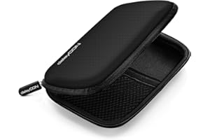 deleyCON Hard Disk Case HDD Case - For 2.5" Inch Hard Drives and SSD - Robust & Shockproof - 2 Inner Compartment Mesh Bags - Black