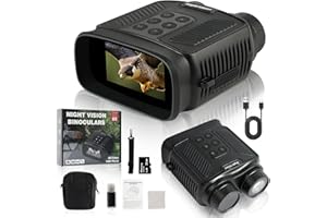 Vicloon Jumelles Vision Nocturne, 4K HD Jumelle Vision Nocturne Infrarouge avec Carte 32Go, écran UHD de 3"/Portée Visuelle 300M/ 5000mAh Batterie Rechargeable/Zoom Numérique 8X, pour Chasse/Camping